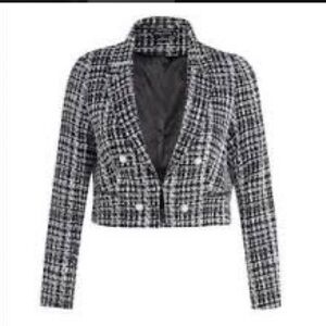 City Chic Cropped Black and White Tweed Jacket